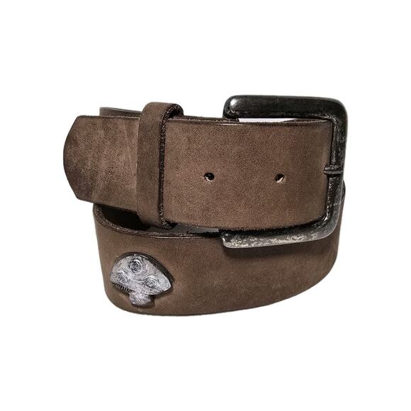Hipwear Accessories - Hipwear Women's M Belt Vintage Studded Mushrooms Brown Genuine Leather